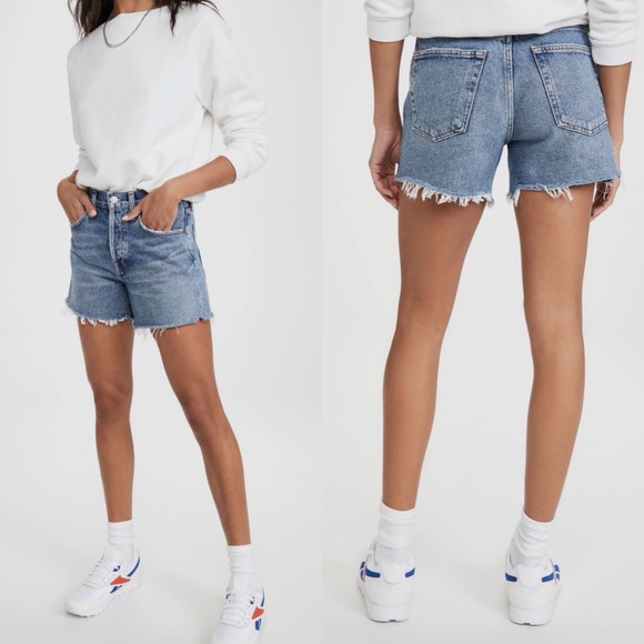 Agolde Pants - NWT Agolde Parker Long Denim Shorts Skywave